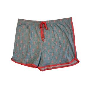 Nautical Nautica Womens XL Pajama Shorts Blue Striped Coral Anchor Print Knit